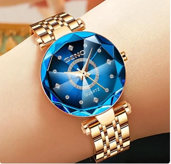 Classic Diamond shaped Ladies watch with Rose Gold and Multicolor Dial