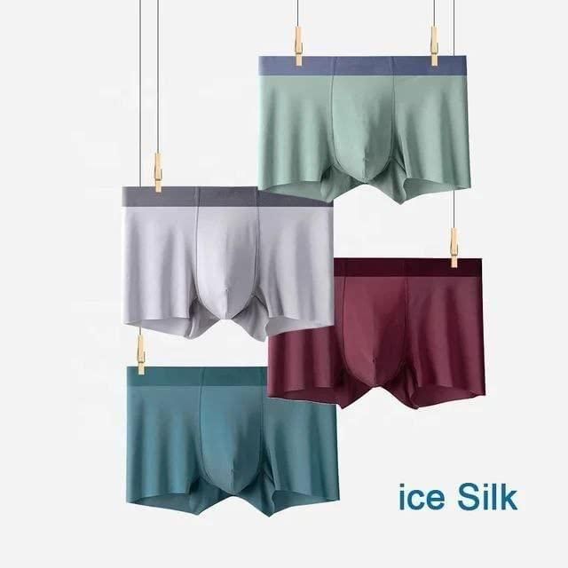 Classic Underwear of Men's Ice Silk Briefs Boxers (Pack of 3)