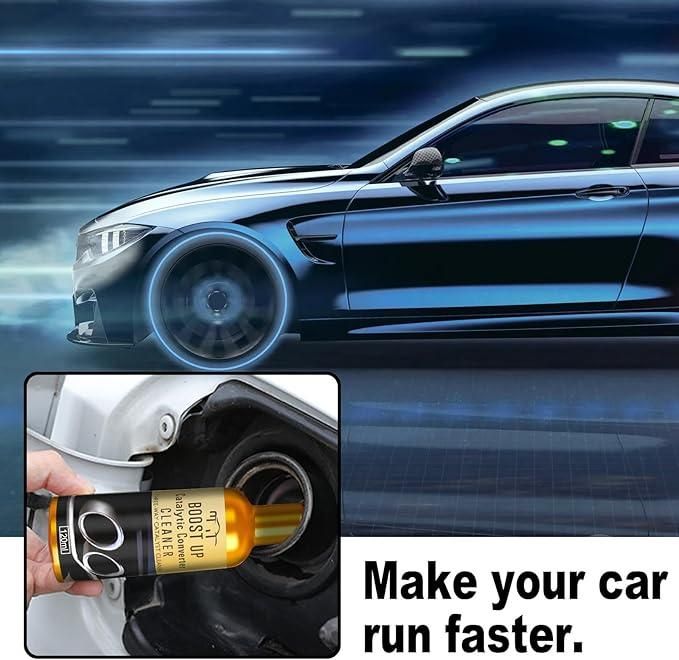 RelaxRemo Store fuel injector cleaner 100ml being poured into a car fuel tank to improve engine performance